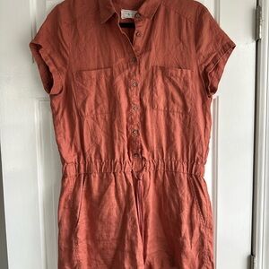 Lou & Grey Terracotta Button-Up Romper Short